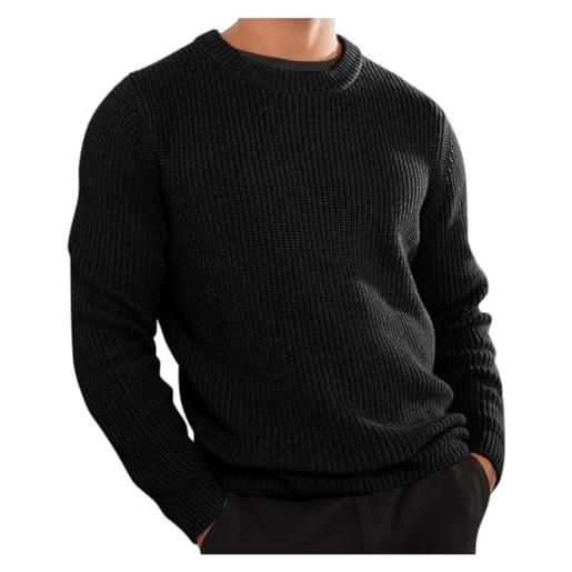 Oanviso maglione uomo invernali girocollo pullover in maglia maglione pullover a maglia in cotone caldo morbidi maglioni da uomo maglione slim fit elegante manica lunga maglione a rosso m
