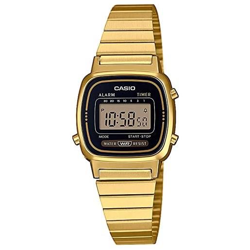 Orologio Casio Digitale Donna LA670WEGD-1EF - Cinturino Acciaio Inox Dorato, Quadrante Grigio, Stile Retro - Foto 3