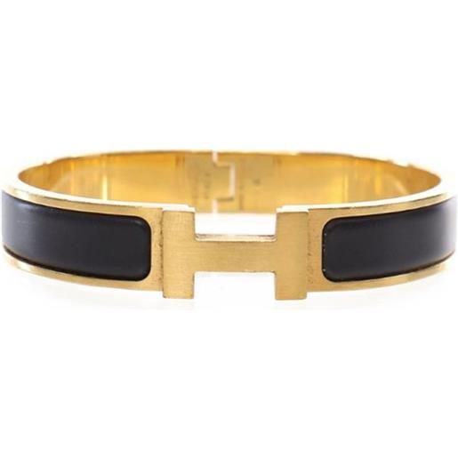 Hermès Pre-Owned - bracciale fashion narrow enamel clic hh t5 2000-2024 - donna - placcatura in oro/smalto - taglia unica - nero