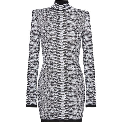 Balmain abito corto con effetto jacquard - nero