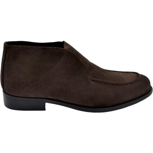 LUISANTIAGO scarpe polacchino uomo ls luisantiago vienna vera pelle scamosciato marrone liscio elastico fondo vero cuoio antiscivolo