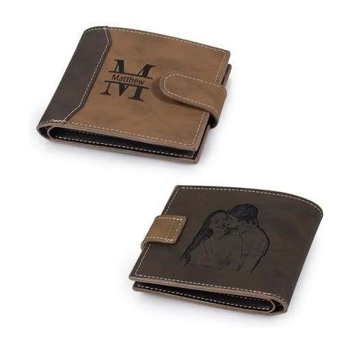 Jeweidea portafoglio uomo in pelle pu personalizzato con foto portafoglio sottile da uomo con porta carte identità per papà marito