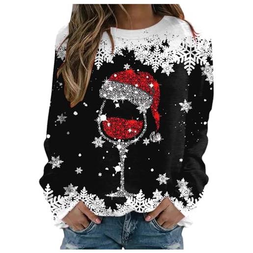 Sunnyuk felpa donna natale maglioni cotone senza cappuccio manica lunga invernale pullover felpa christmas sweatshirt regalo divertente pullover tops da natale