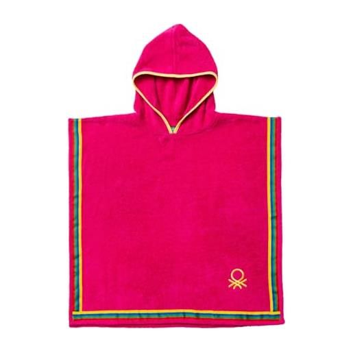 United Colors of Benetton albornoz niños de algodón rosa accappatoio poncho 65x65cm da 380gsm 100% cotone, 4-10 anni unisex-bambini e ragazzi