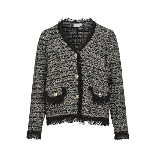 Vila visolera l/s detail knit cardigan, nero, s donna