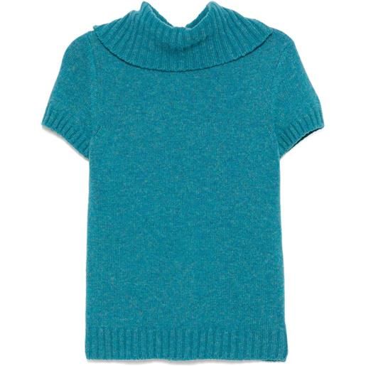 CHANEL Pre-Owned - maglione mélange a maniche corte 2007 - donna - cashmere - taglia unica - blu