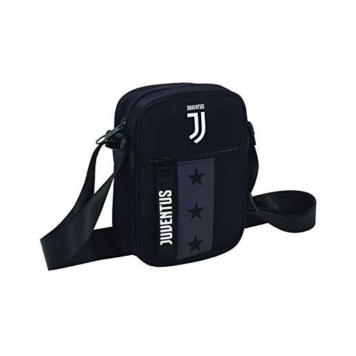 Seven tracolla juventus square shoulder bag, nero, flash effect, scuola sport & tempo libero