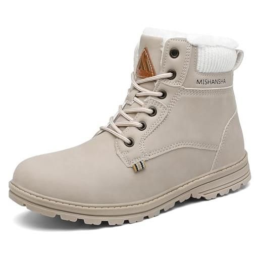 Mishansha uomo scarpe invernali donna stivali da neve calda stivaletti impermeabili da trekking blu scuro, 43 eu