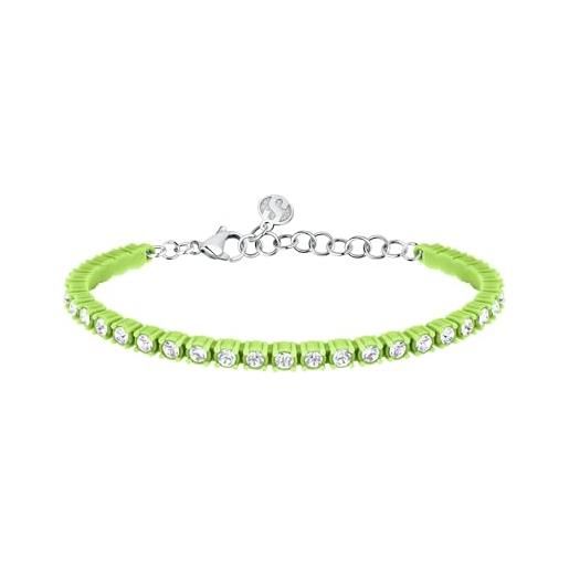 Morellato bracciale donna capsule collection in acciaio, silicone, cristalli, tennis, collezione superga