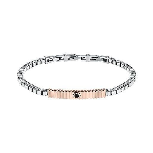 Morellato bracciale uomo in acciaio inossidabile, pietra pavè, ip oro rosa, collezione urban - sabh32