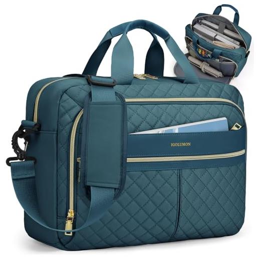 IGOLUMON borsa per computer portatile da donna 15,6 pollici, impermeabile, per computer portatile, borsa da lavoro, borsa a tracolla
