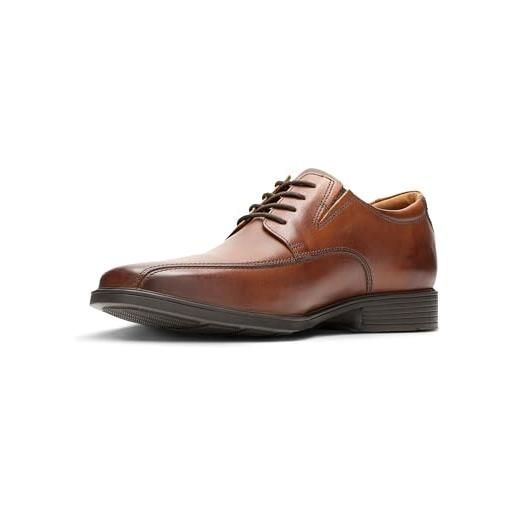Clarks tilden walk, scarpe stringate uomo, dark tan leather, 44 eu larga