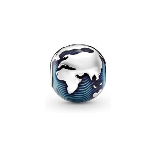 PANDORA clip con mappamondo in argento 9 con smalto blu trasparente
