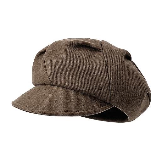 WANYIG berretto donna invernale elegante retro francese berretti in tweed autunno classico cappello ottagonale beanie berretto artista con visiera 56-60cm (caffè)