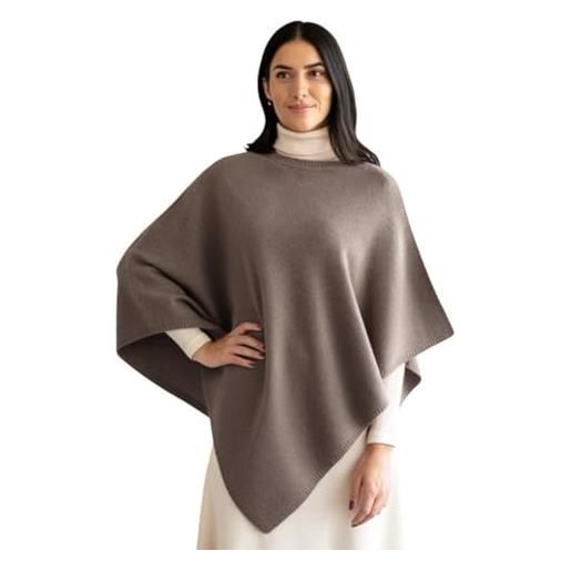 creazioni unique poncho mantella da donna invernale made in italy - poncho donna caldo misto cashmere lana e viscosa con essenza di fiore di ciliegio (tortora)