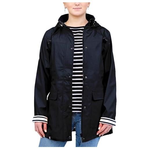 Breizh Ocean - cerato impermeabile donna, guidel - indumenti antipioggia con cappuccio, cuciture termosaldate, impermeabili. Fodera a righe in stile marinaro. 