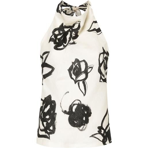 MSGM top a fiori - toni neutri