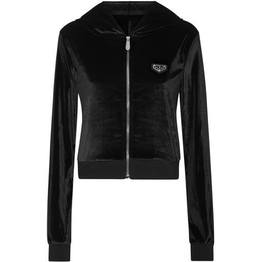 Philipp Plein felpa strass skull con cappuccio - nero