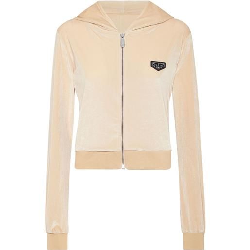 Philipp Plein felpa strass skull con cappuccio - toni neutri