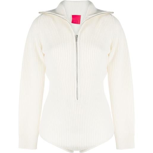 Cashmere In Love body a coste a collo alto - bianco