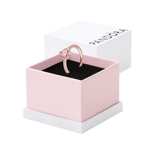 PANDORA timeless anello heart placcato in oro rosa 14 k con cristallo rosa orchidea e zirconi cubici rosa fairy tale, 50