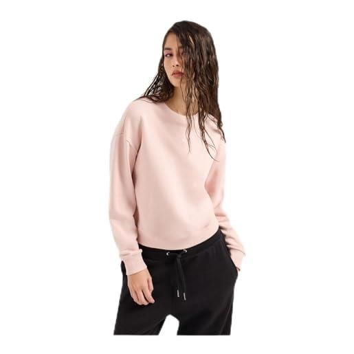 Armani Exchange women's sustainable, small front logo, ribbed cuffs, felpa rosa, xl, milk punch, xl