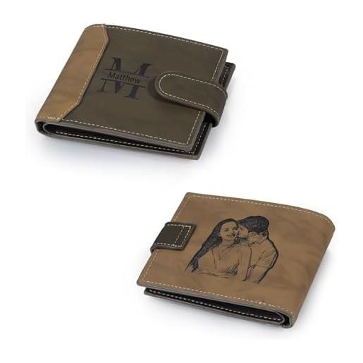 Jeweidea portafoglio uomo in pelle pu personalizzato con foto portafoglio sottile da uomo con porta carte identità per papà marito