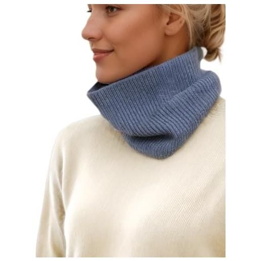 Prettystern scaldacollo tubolare sciarpa ad anello donna di 100% cachemire lana uomo collo maglia a coste cashmere loop unisex blu
