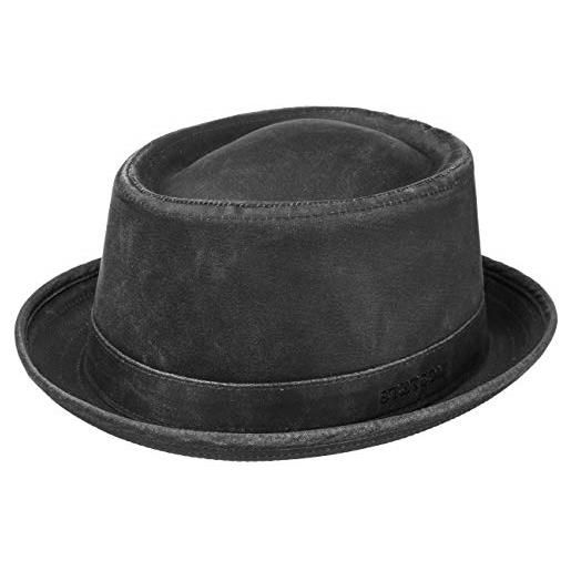 Stetson cappello pork pie odenton da donna/uomo - porkpie in cotone - fedora impermeabile e con protezione dal sole - estate/inverno - marrone xxl (62-63 cm)