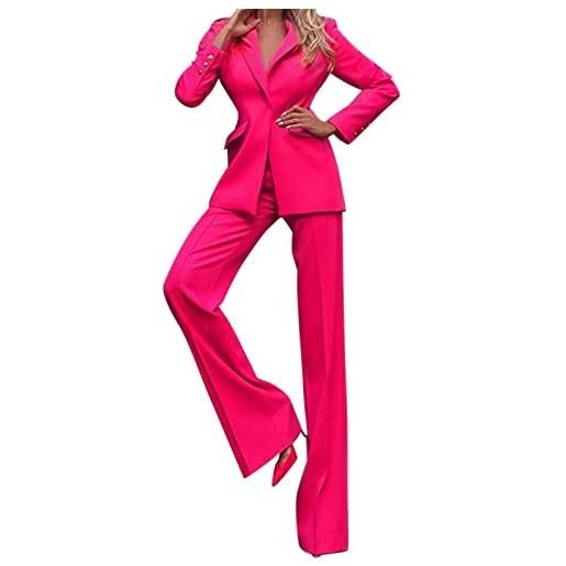 Generico completo tailleur donne elegante casual tute 2 pezzi giacca a maniche lunghe risvolto e pantaloni taglie forti abiti lavoro autunno invernale offerte abito da donna da abito per business e matrimoni