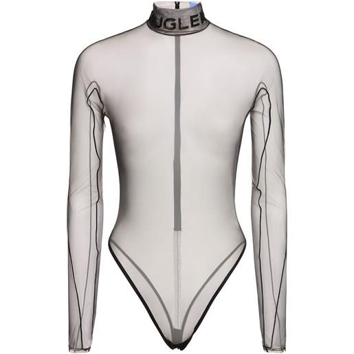 MUGLER body collo alto in tulle