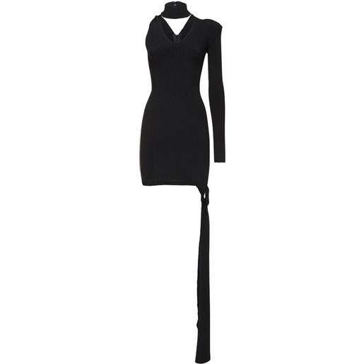 DAVID KOMA vestito monospalla in maglia a costine