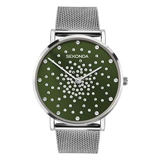 Donna Sekonda Orologio Cronografo Quadrante Argento Giorno E