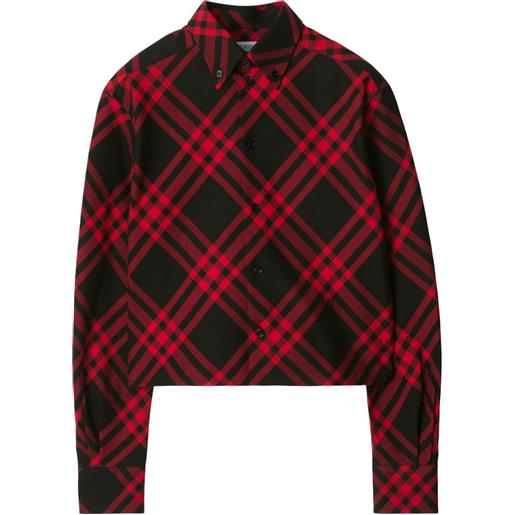 Burberry camicia a quadri crop - rosso