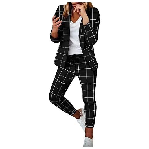 Generico completo tailleur donna taglie forti da cerimonia giacca manica lunga con bottoni e pantalone tuta elegante cocktail invernale 2 pezzi casual curvy tute donne ufficio eleganti offerte