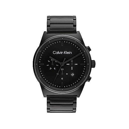 Calvin Klein orologio analogico multifunzione al quarzo da uomo con cinturino in acciaio inossidabile nero - 25200295, full black