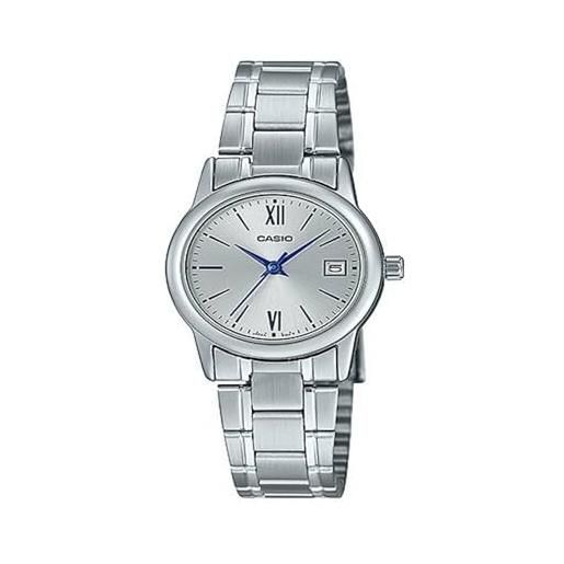 Casio orologio da polso casio ltp-v002d-7b3udf analogico da donna colore argento cinturino acciaio inossidabile, grigio, classico