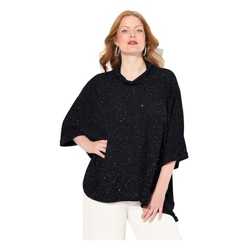 Ulla Popken maglietta da donna, effetto glitter, oversize, collo alto, mezza manica, frutti di bosco. , 56/62 it