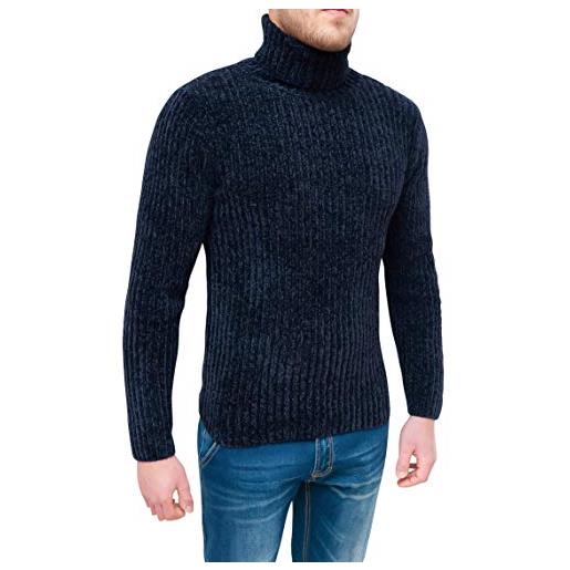 Evoga pullover dolcevita uomo a collo alto maglione lupetto invernale (xl, blu scuro)