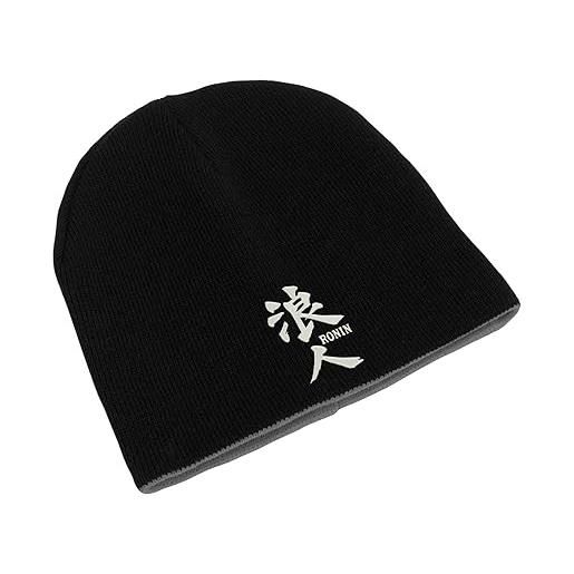 Lauthings giappone kanji ronin samurai unisex ricamato doppio strato beanie cappello inverno art, nero , etichettalia unica