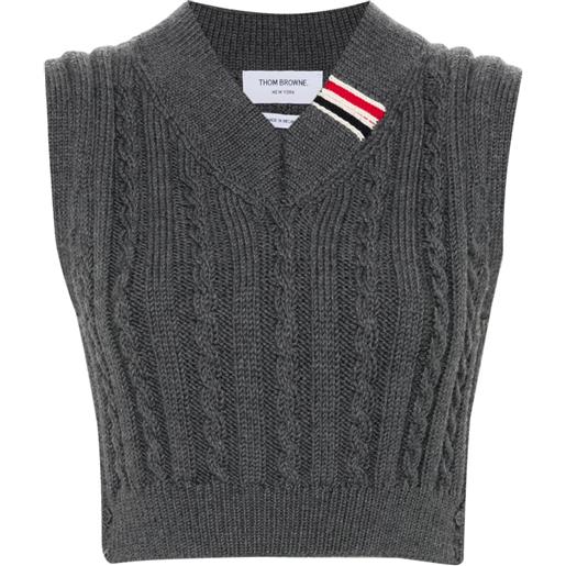 Thom Browne canotta con banda rwb - grigio