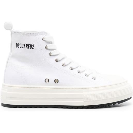 DSQUARED2 sneakers alte con plateau - bianco