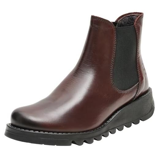 Fly London salv, stivaletto donna, vino nero elastico, 42 eu