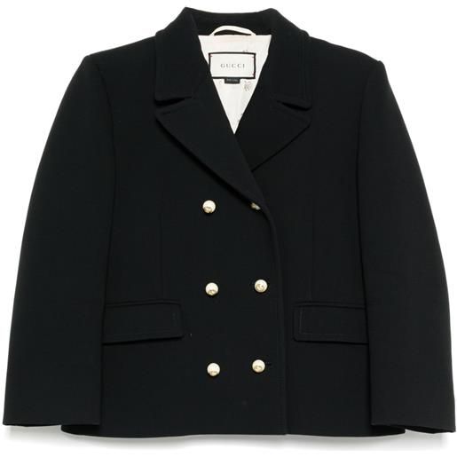 Gucci Pre-Owned - blazer con bottoni gg - donna - poliammide/lana/elastam/viscosa/acetato/viscosa - 46 - nero