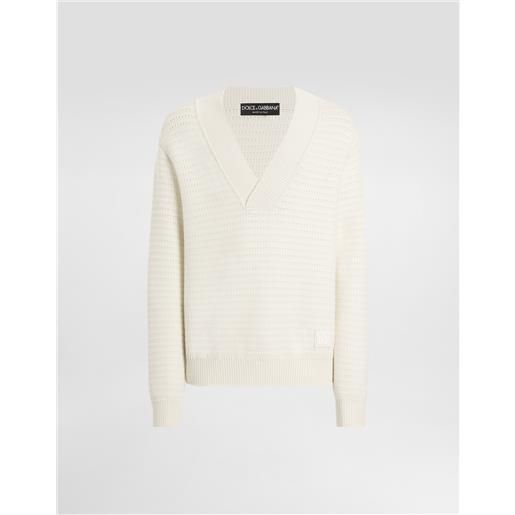 Dolce & Gabbana maglia in lana scollo a v e ricamo dg