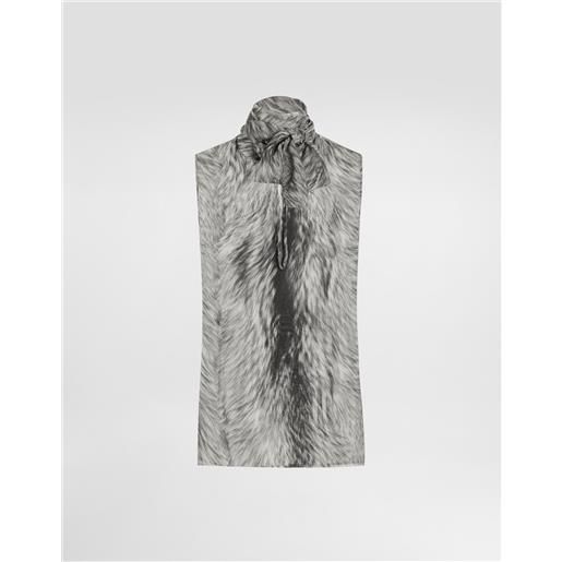 Dolce & Gabbana top con fiocco in chiffon stampa pelliccia