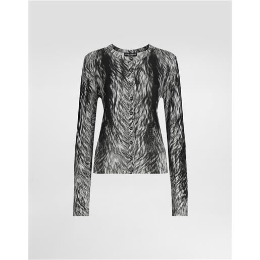 Dolce & Gabbana cardigan in seta stampa pelliccia