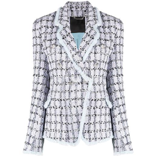 Philipp Plein blazer in tweed con bottoni - blu