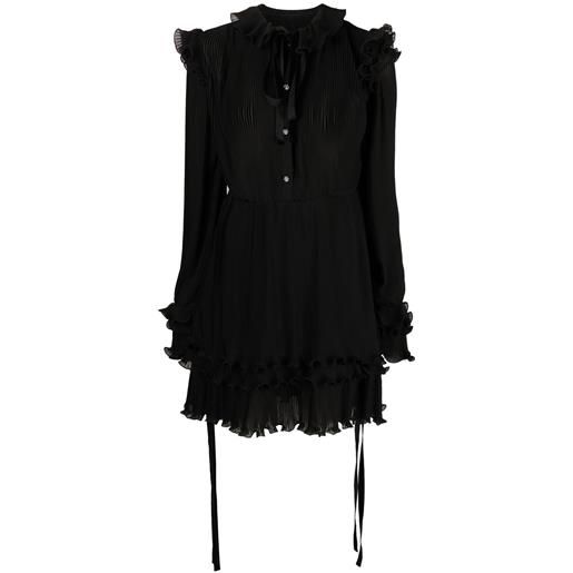 Philipp Plein abito midi plissé con ruches - nero