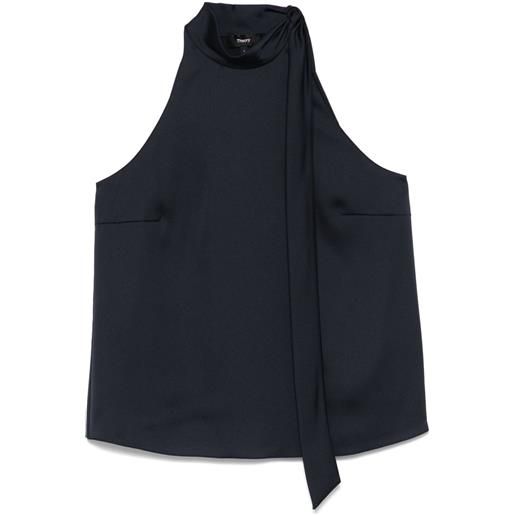 Theory top con scollatura posteriore in raso - blu